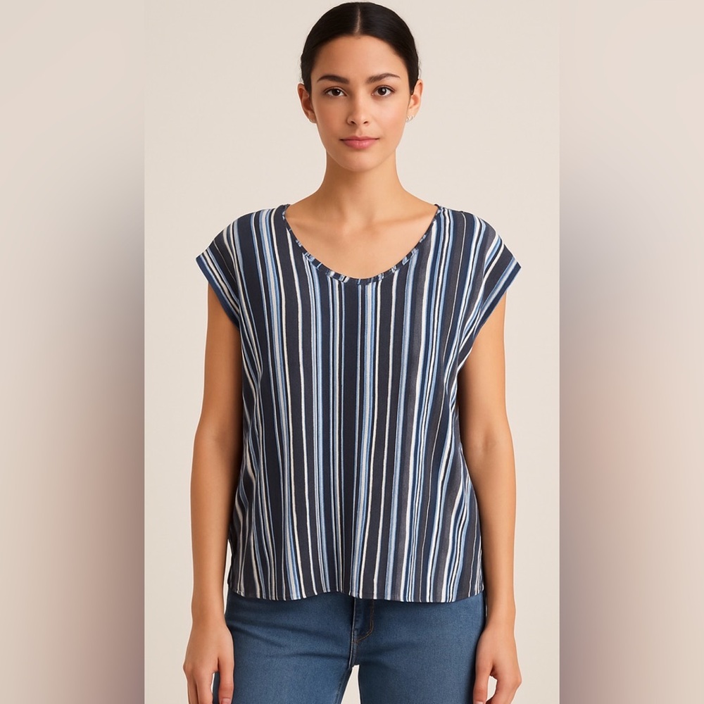 Striped Navy Blue Women's Theo & b Top